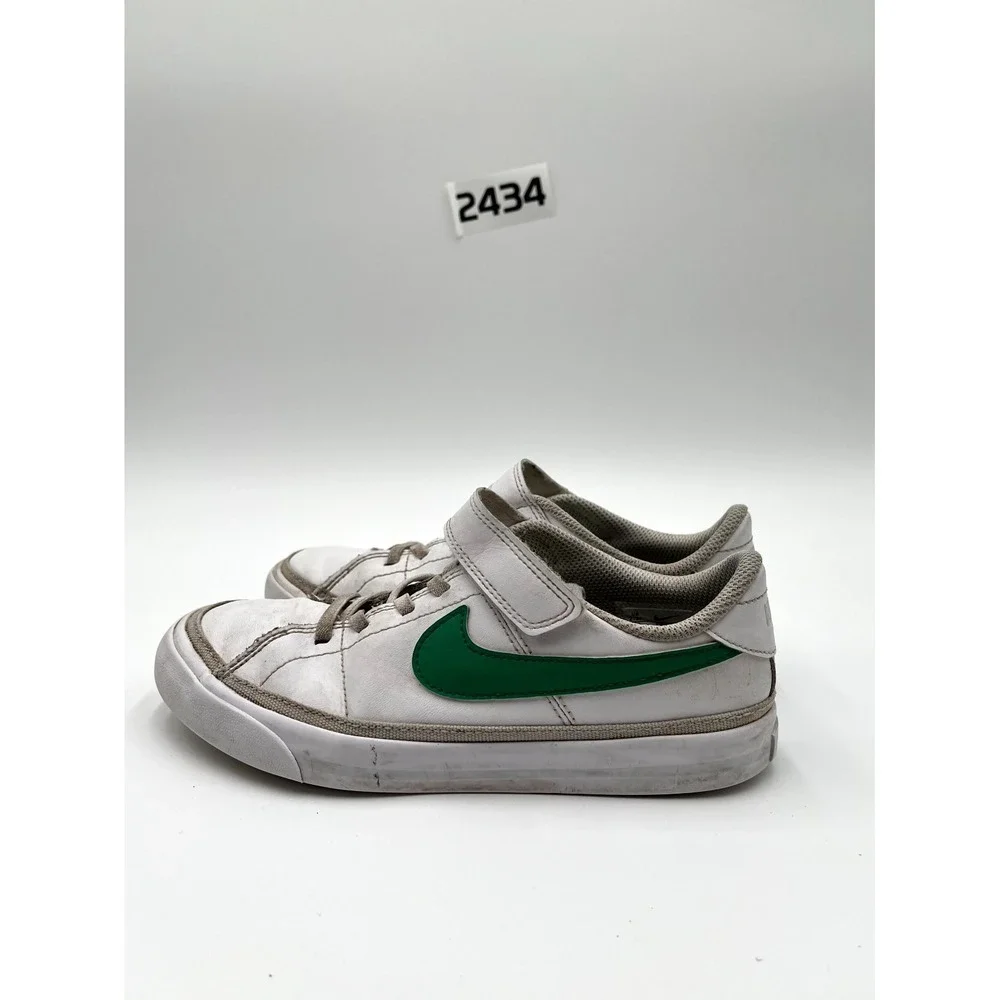 Nike Court Legacy PSV DA5381-120 Youth 2.5 Shoes White Green Solo Swoosh Sneaker